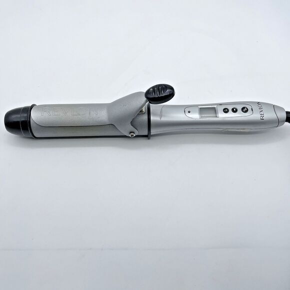 Revlon Model RV 078 Large Barrel Curling Iron Styling Wand 1 1/2" Silver Black - Picture 1 of 12